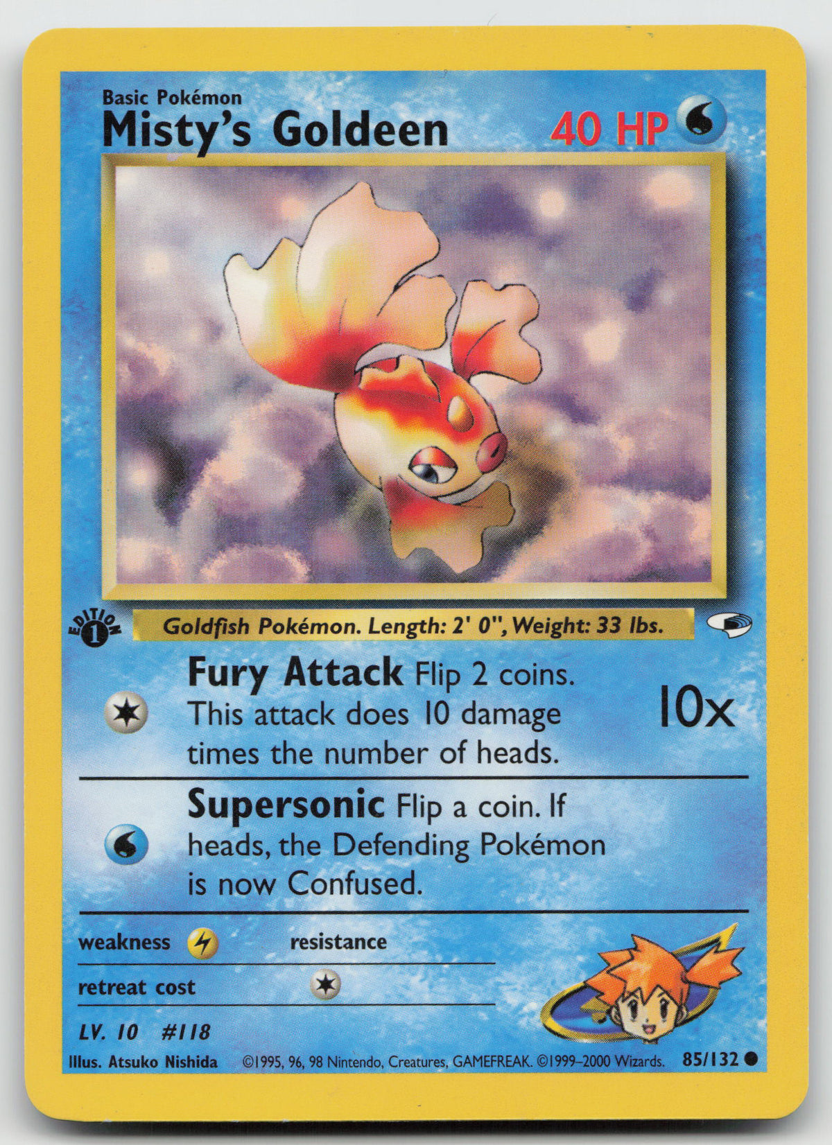 Misty's Goldeen Common 1st Edition Gym Heroes 85/132 LP