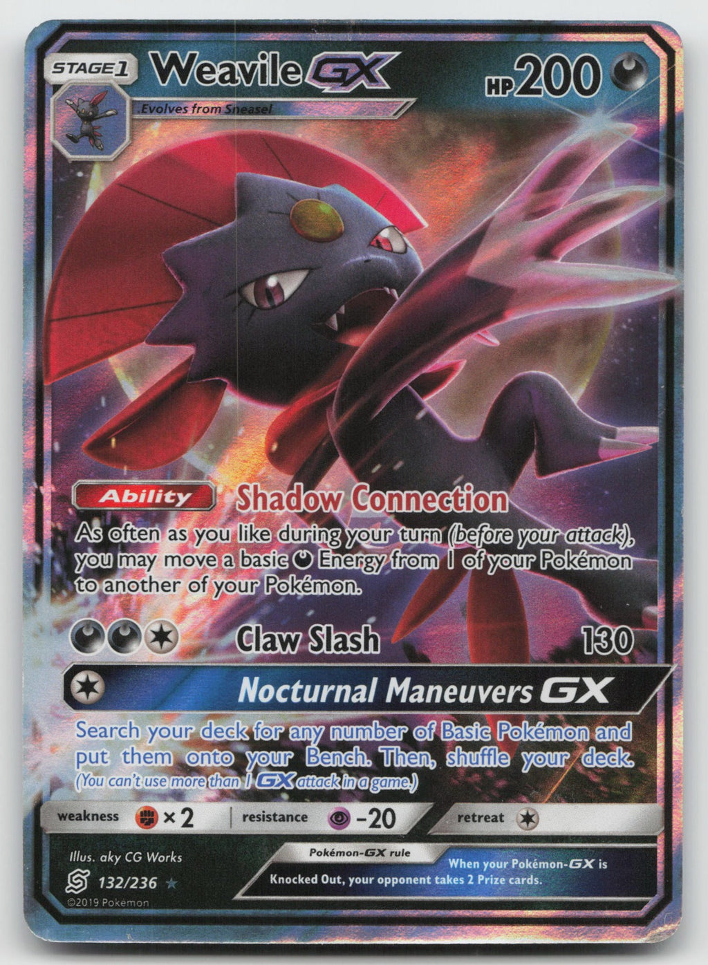 Weavile GX Holo Ultra Rare SM - Unified Minds 132/236 NM
