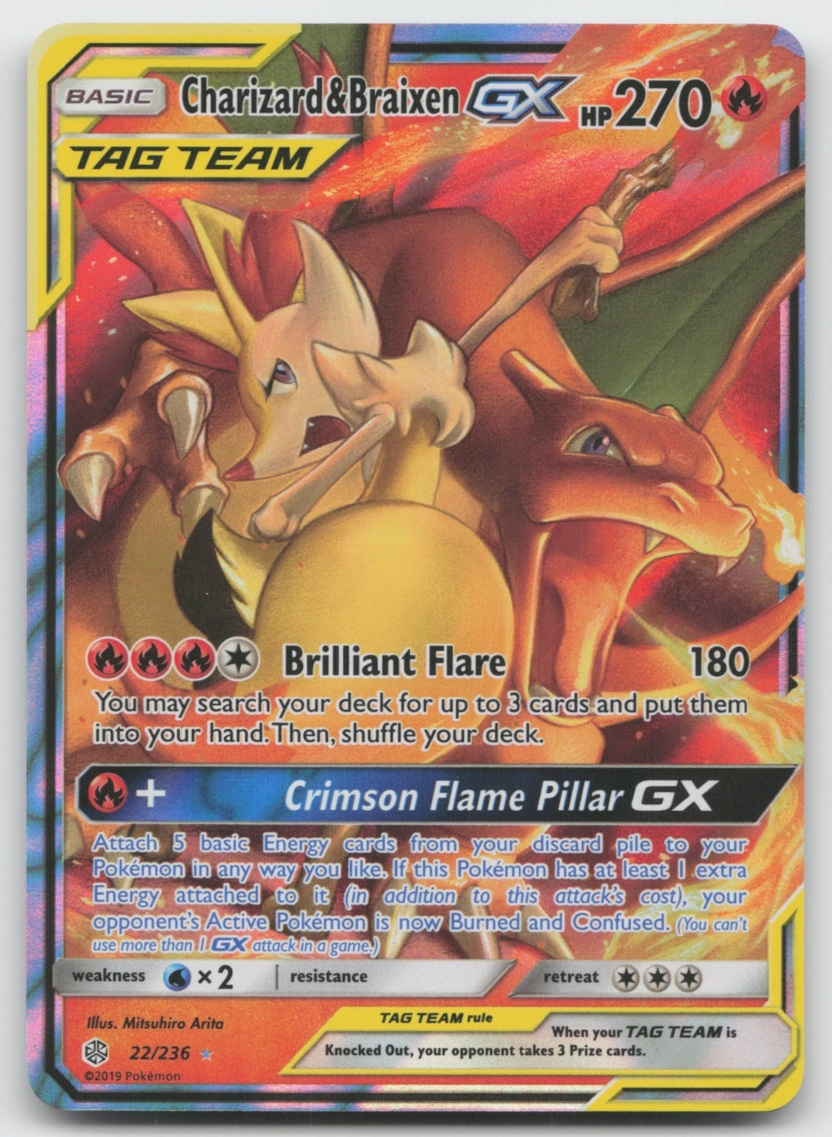 Charizard & Braixen GX Holo Ultra Rare SM - Cosmic Eclipse 22/236 NM