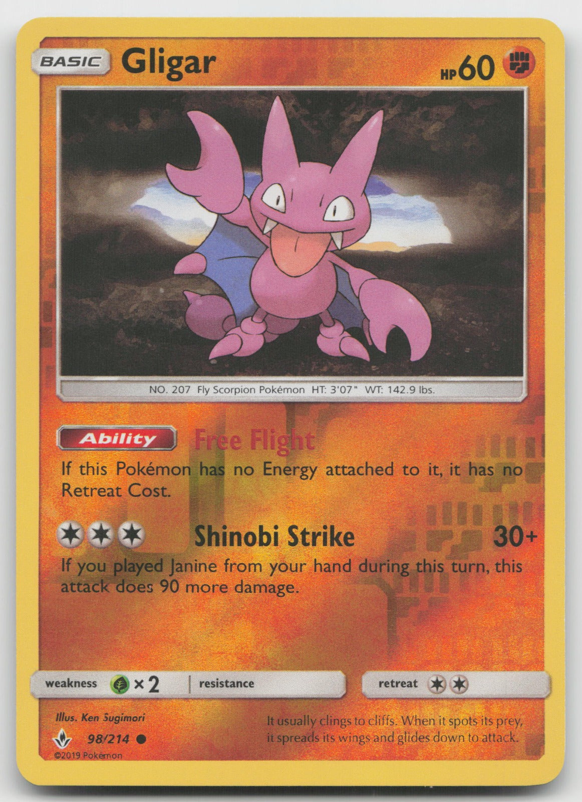 Gligar Reverse Holo Common SM - Unbroken Bonds 98/214 NM