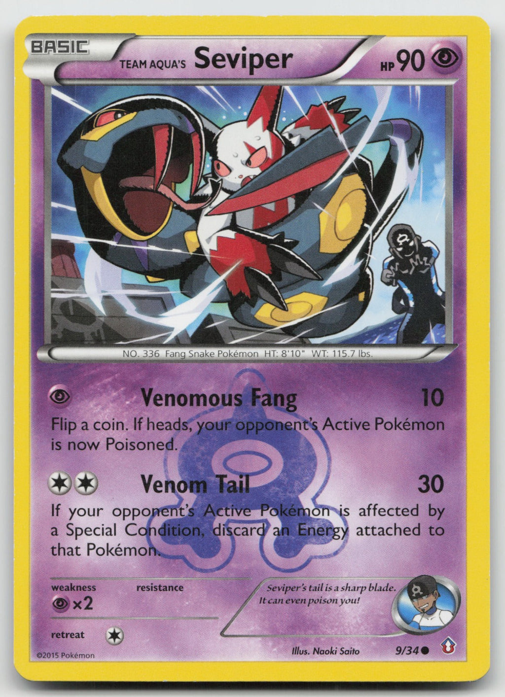 Team Aqua's Seviper Common Double Crisis 9/34 LP