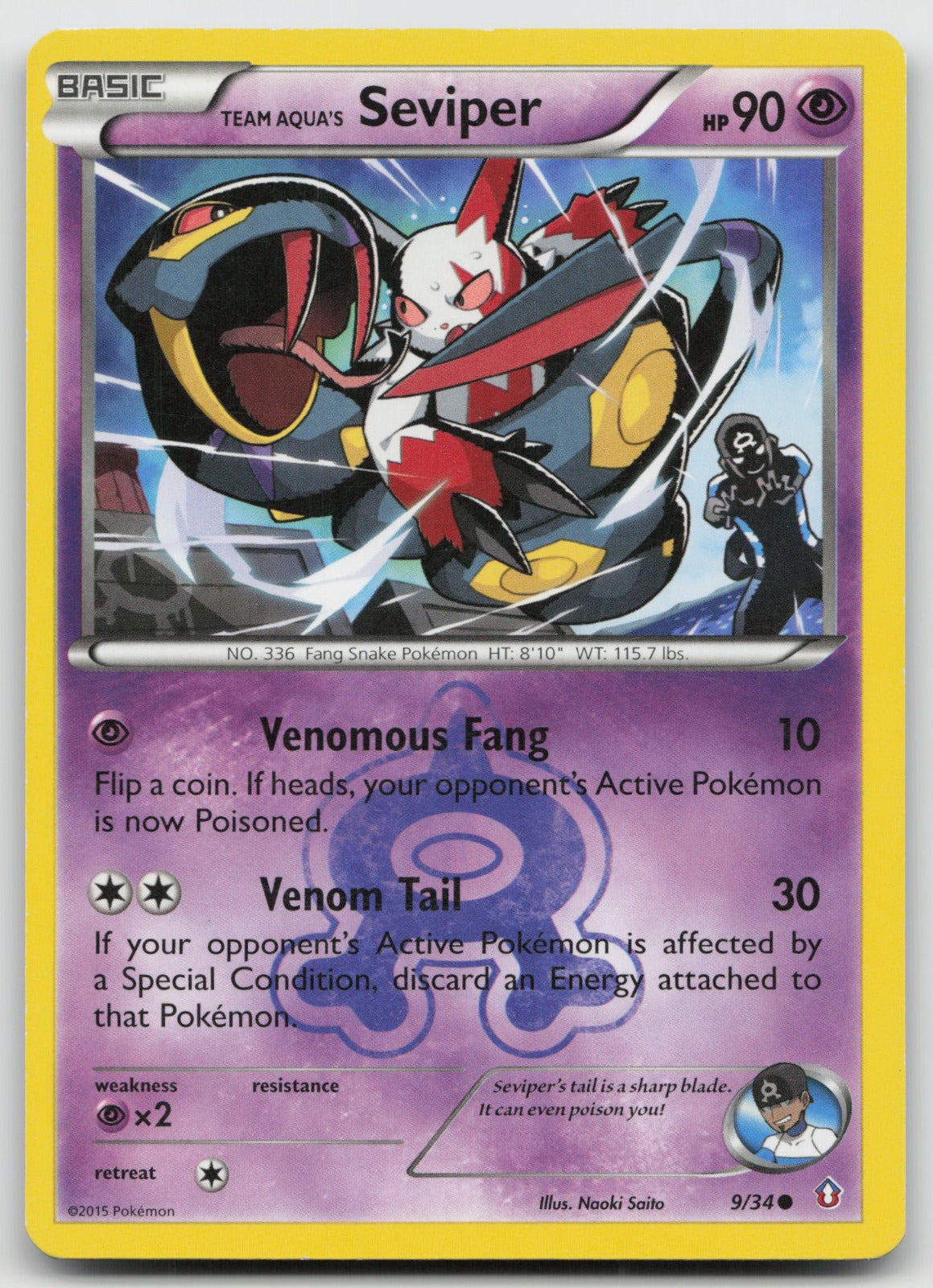 Team Aqua's Seviper Common Double Crisis 9/34 LP