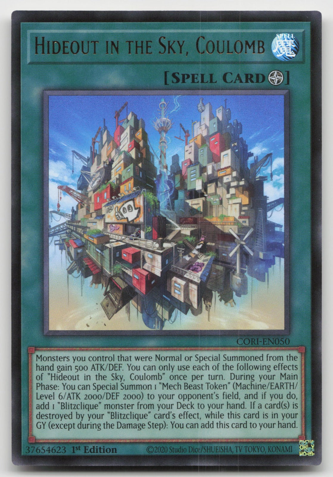 Hideout in the Sky, Coulomb 1st Edition Ultra Rare Chaos Origins CORI-EN050 NM