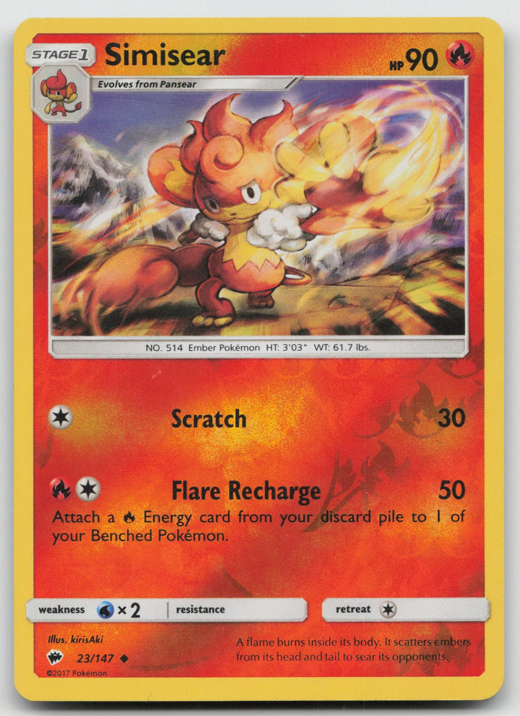 Simisear Reverse Holo Uncommon SM - Burning Shadows 23/147 LP
