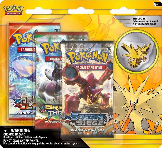 Legendary Birds Pin 3 Pack Blister [Zapdos Pin] (Damaged Packaging)