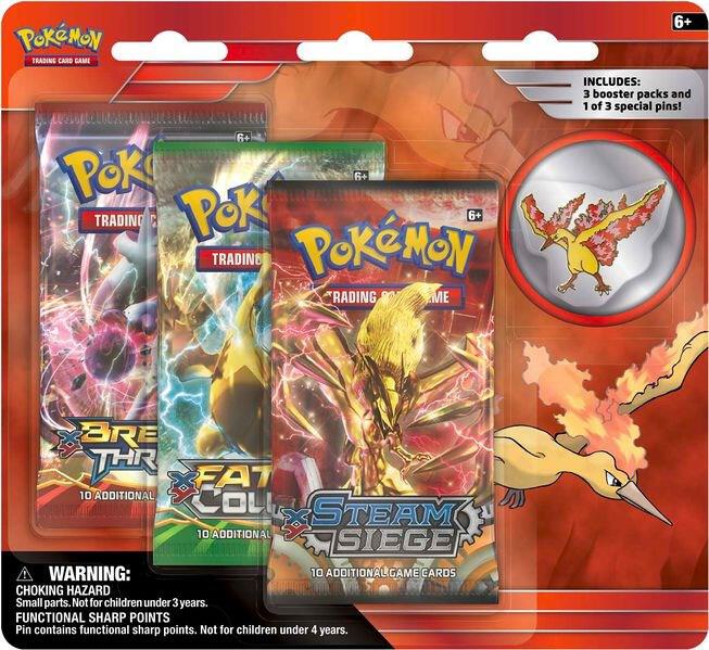 Legendary Birds Pin 3 Pack Blister [Moltres Pin] (Damaged Packaging)
