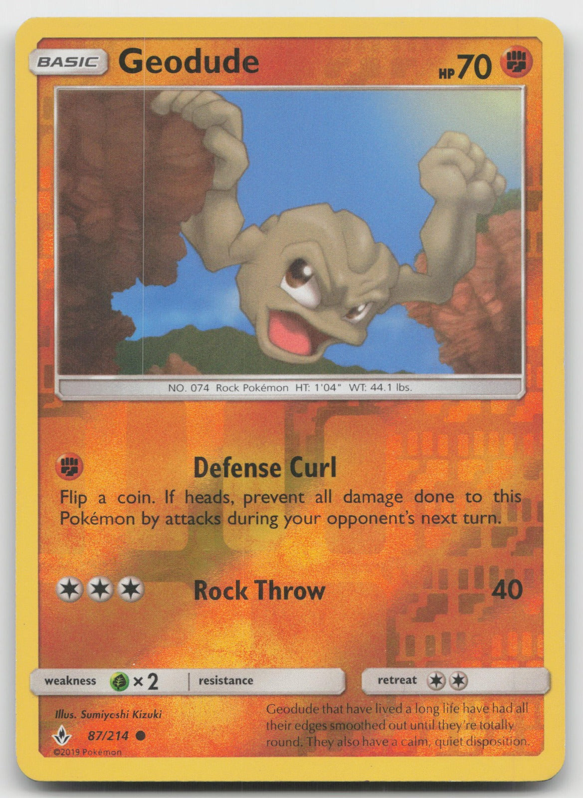 Geodude Reverse Holo Common SM - Unbroken Bonds 87/214 VLP