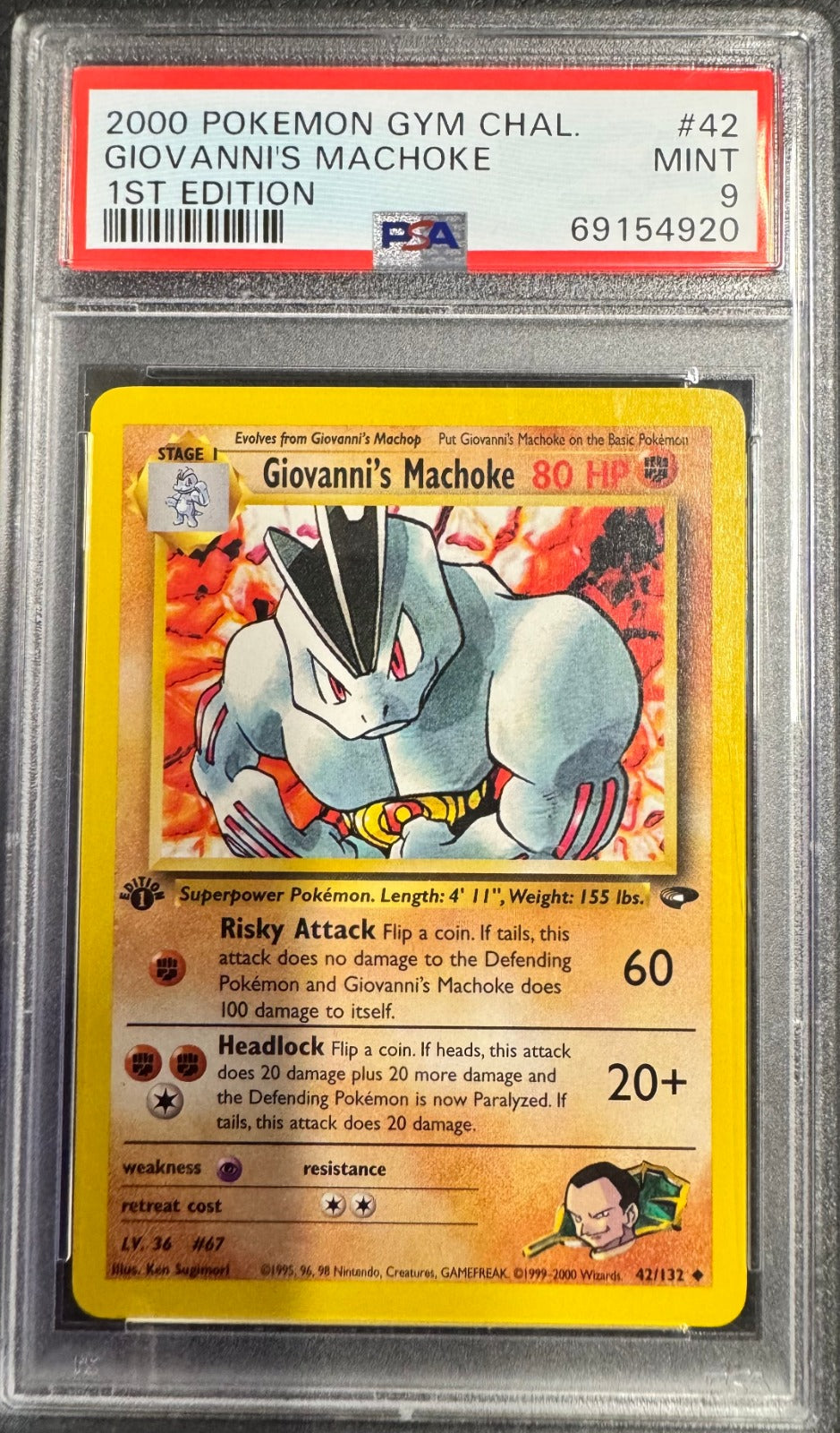 Giovanni's Machoke 1st Edition Uncommon Gym Challenge 42/132 PSA 9