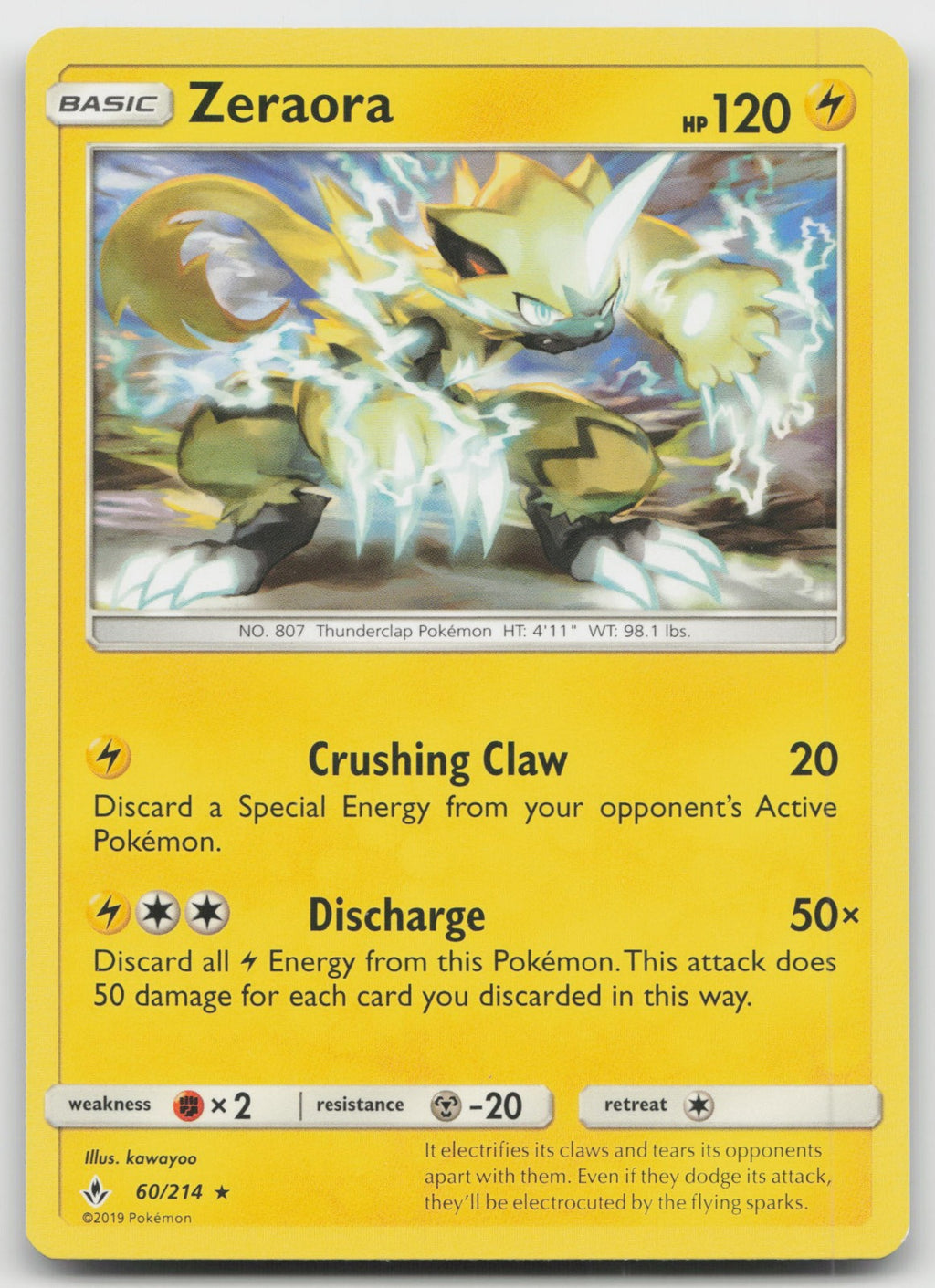 Zeraora Rare SM - Unbroken Bonds 60/214 NM