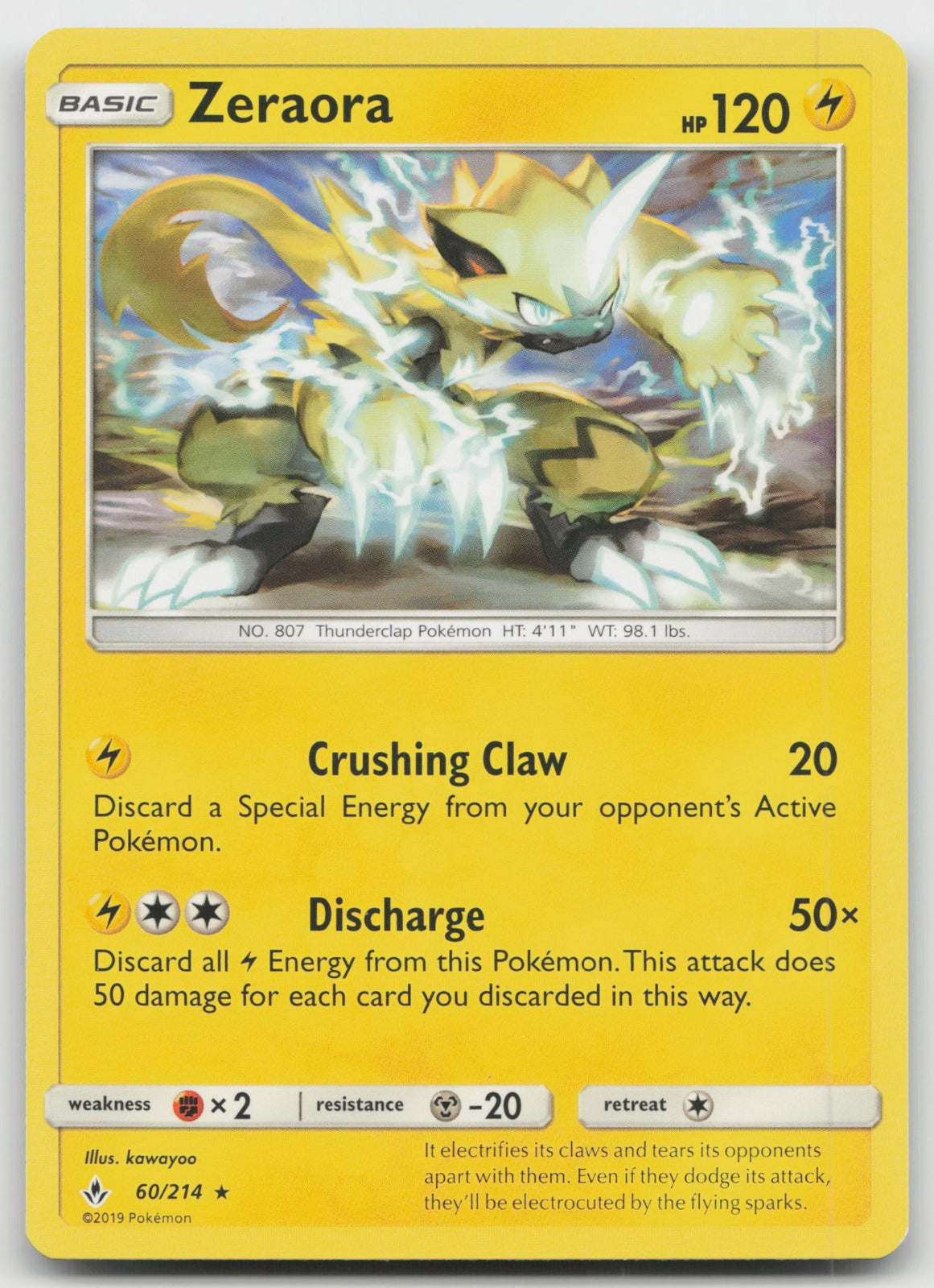 Zeraora Rare SM - Unbroken Bonds 60/214 NM