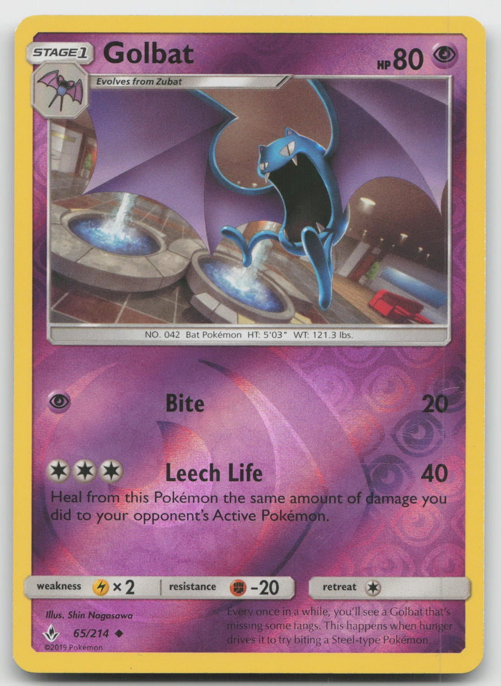 Golbat Reverse Holo Uncommon SM - Unbroken Bonds 65/214 LP