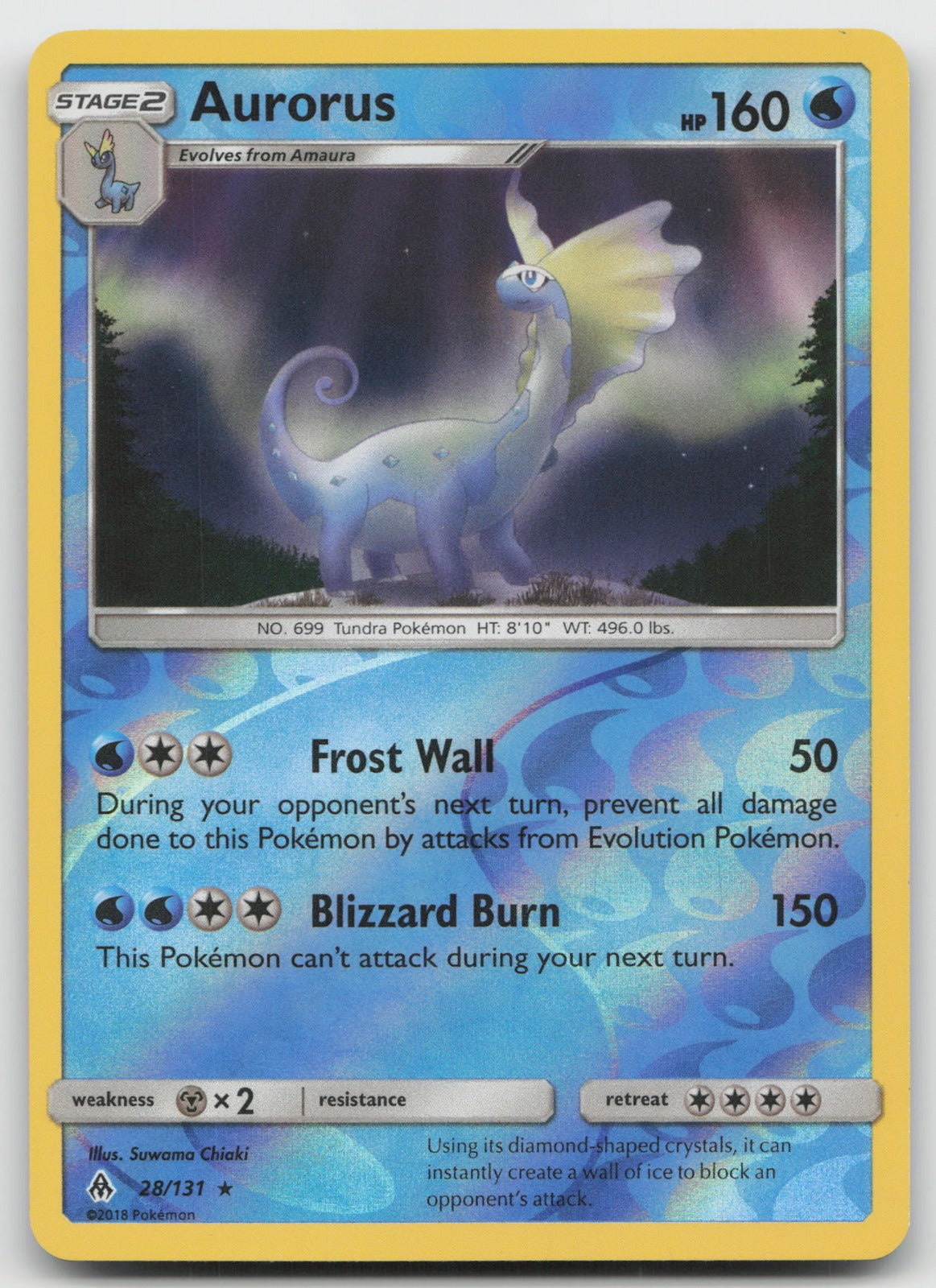 Aurorus Reverse Holo Rare SM - Forbidden Light 28/131 LP