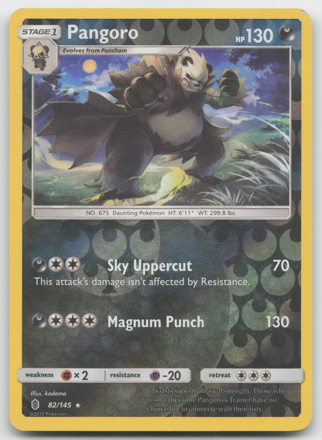Pangoro Reverse Holo Rare SM - Guardians Rising 82/145 LP