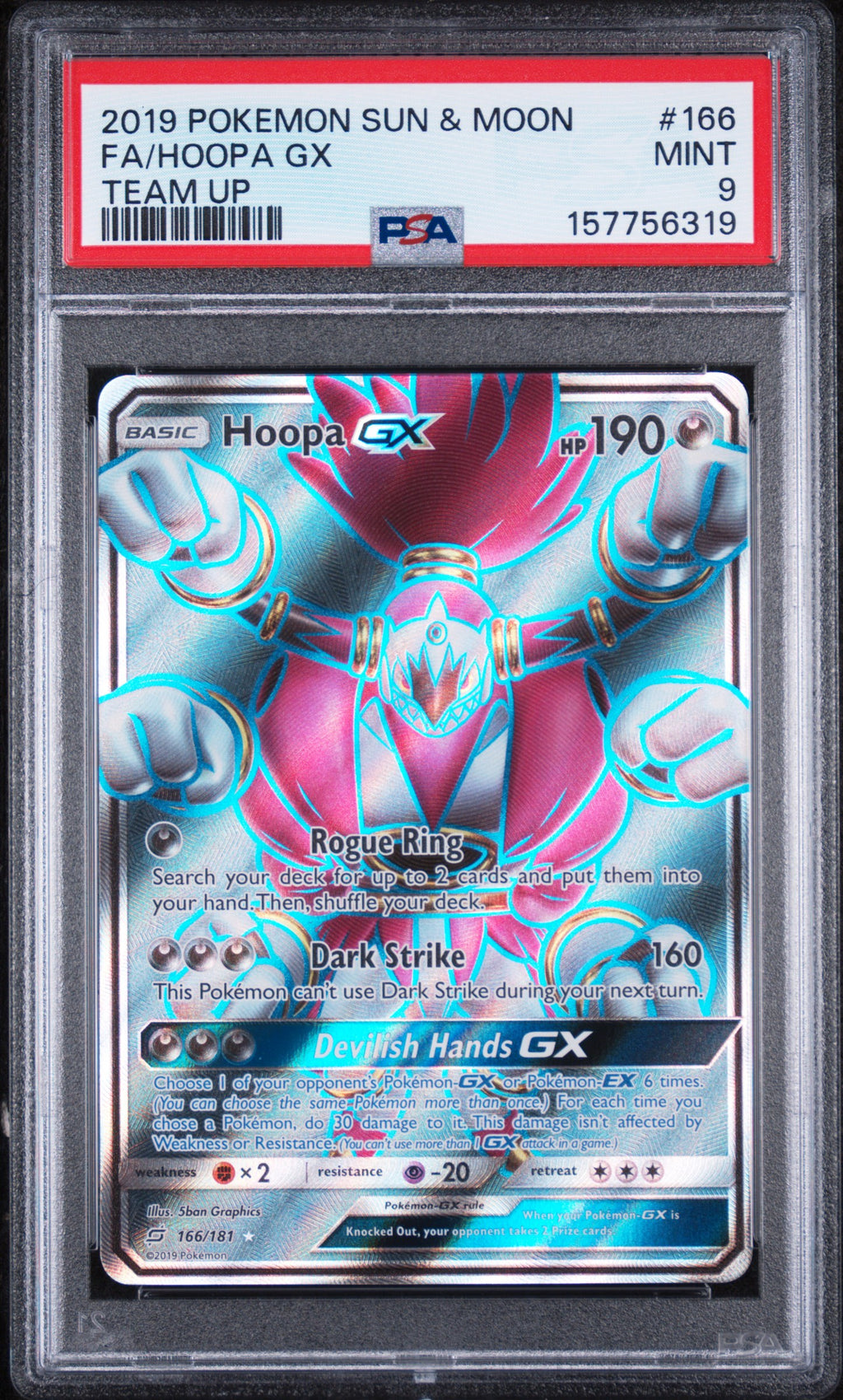 Hoopa Gx Team Up Pokemon Sun & Moon Team Up 166/181 PSA 9