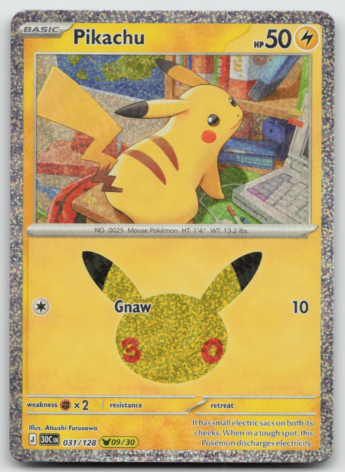 Pikachu Holo Pikachu Rare ME: 30th Celebration 031/128 NM