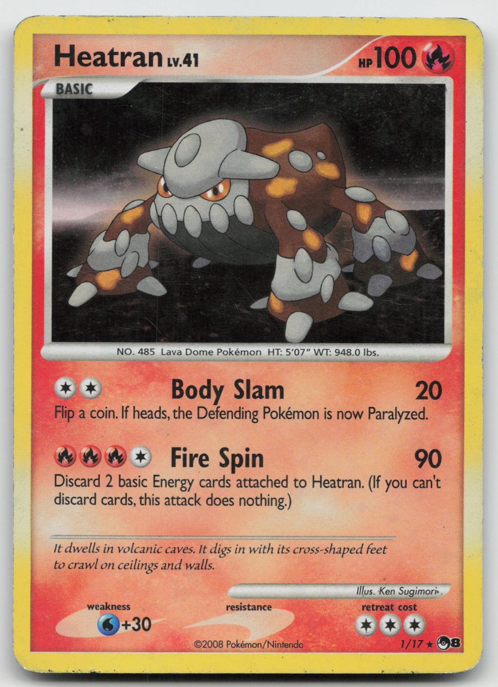 Heatran Rare Holo POP Series 8 1/17 DMG