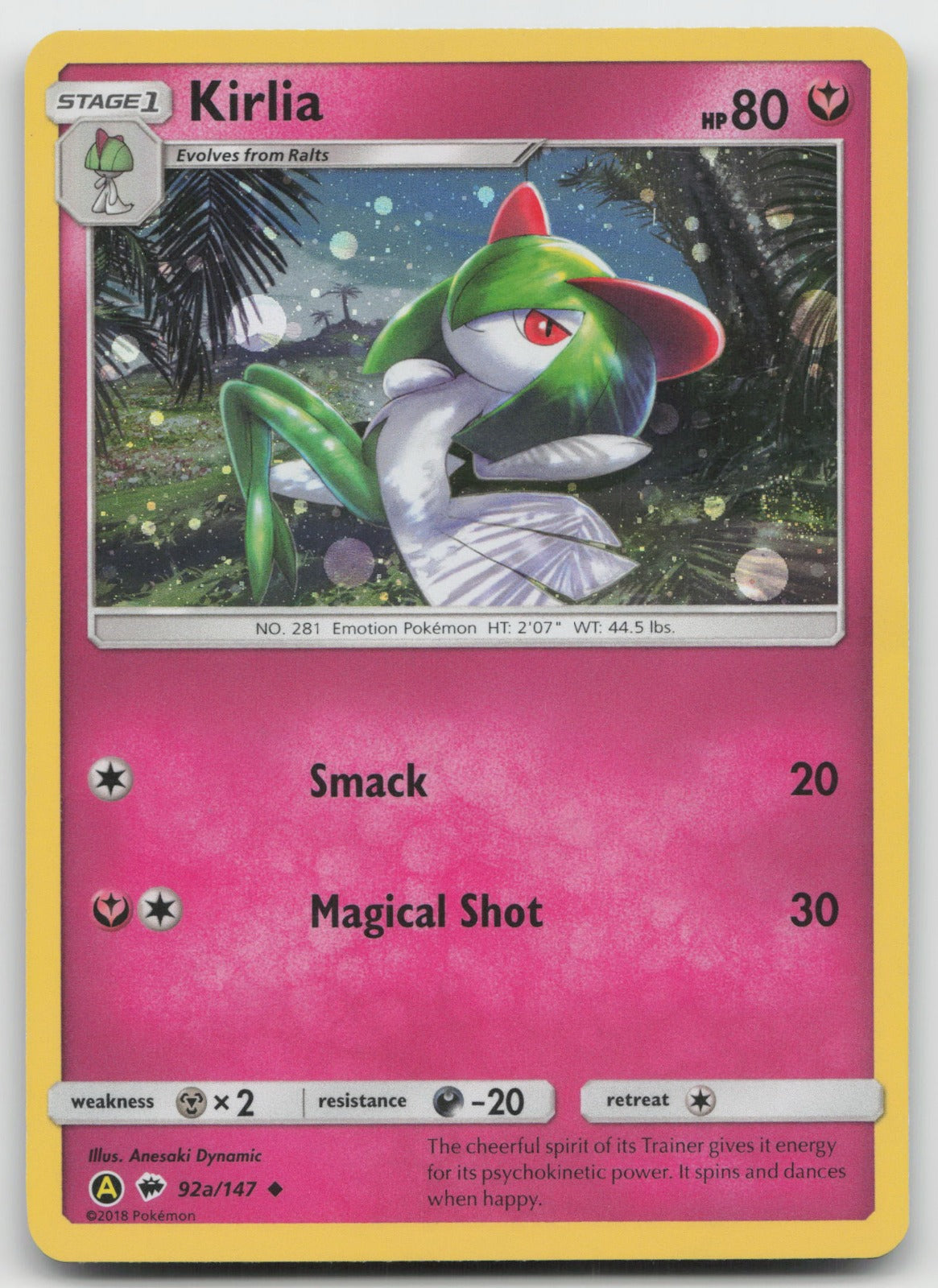 Kirlia - Cosmos Holo Promo Alternate Art SM - Burning Shadows 92a/147 NM