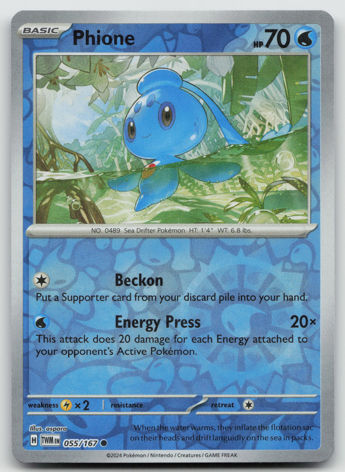 Phione Common Reverse Holo SV06: Twilight Masquerade 055/167 NM