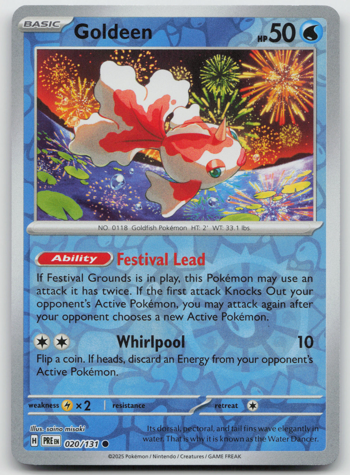 Goldeen Common Reverse Holo SV: Prismatic Evolutions 020/131 NM