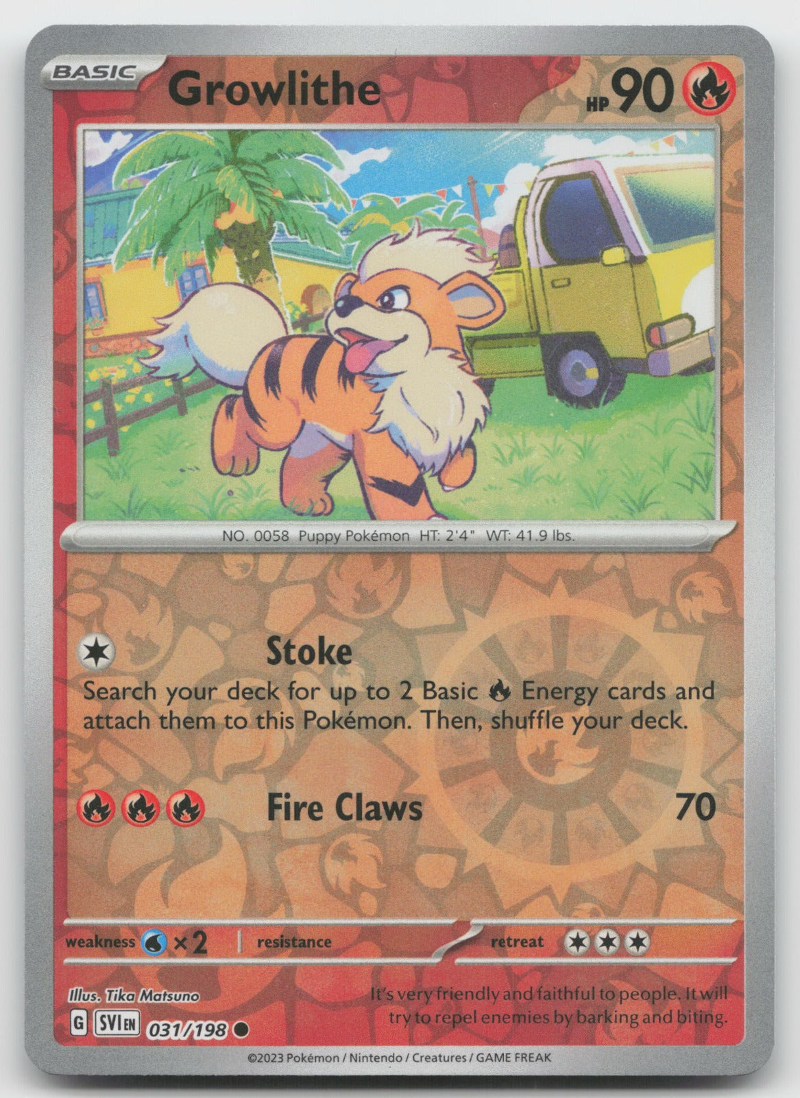 Growlithe Reverse Holo Common SV01: Scarlet & Violet Base Set 031/198 NM