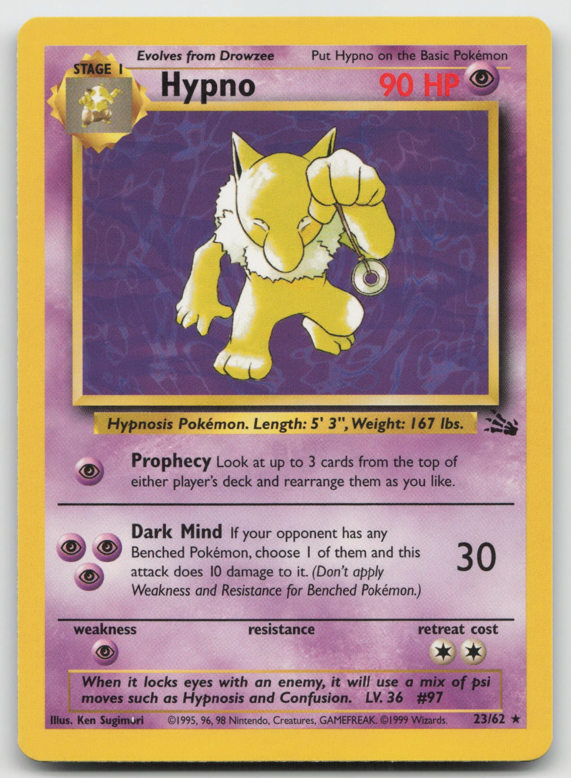 Hypno Rare Unlimited Fossil 23/62 VLP