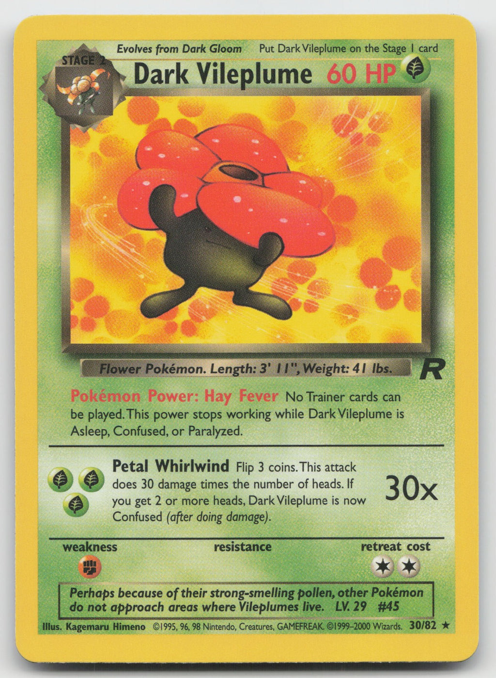 Dark Vileplume Rare Unlimited Team Rocket 30/82 NM