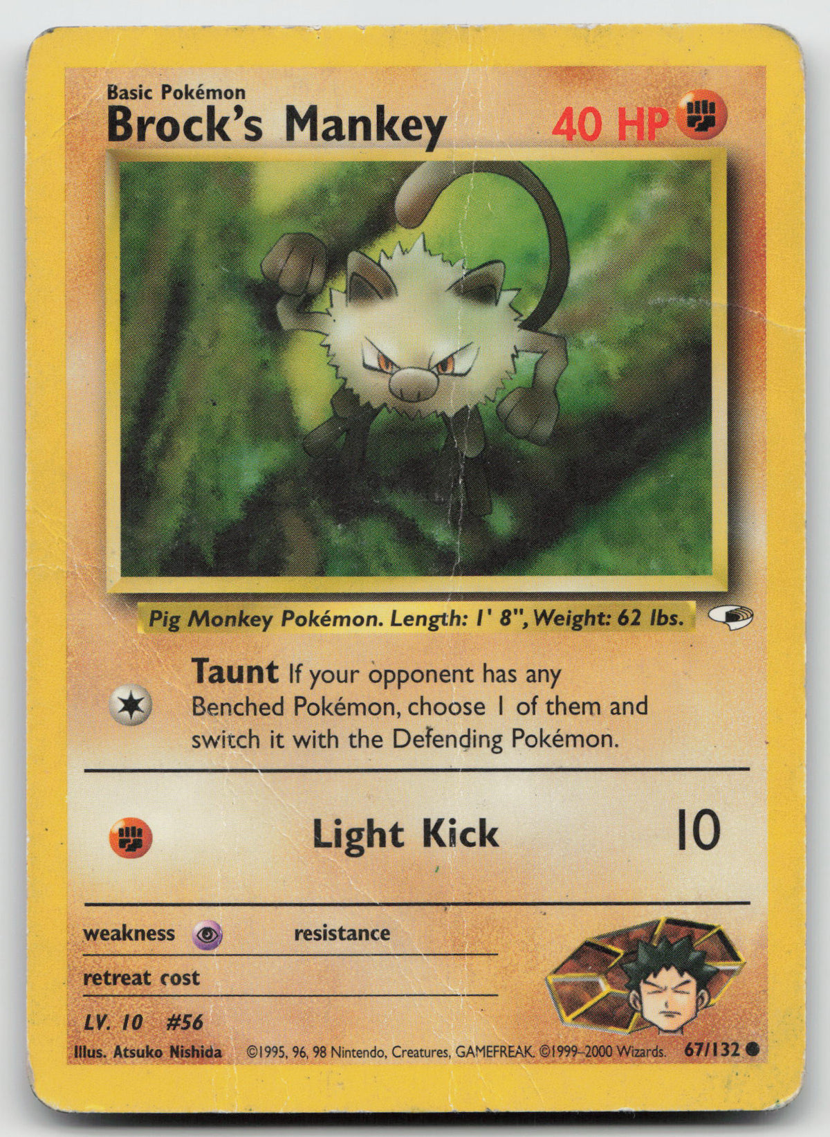Brock's Mankey Common Unlimited Gym Heroes 67/132 DMG