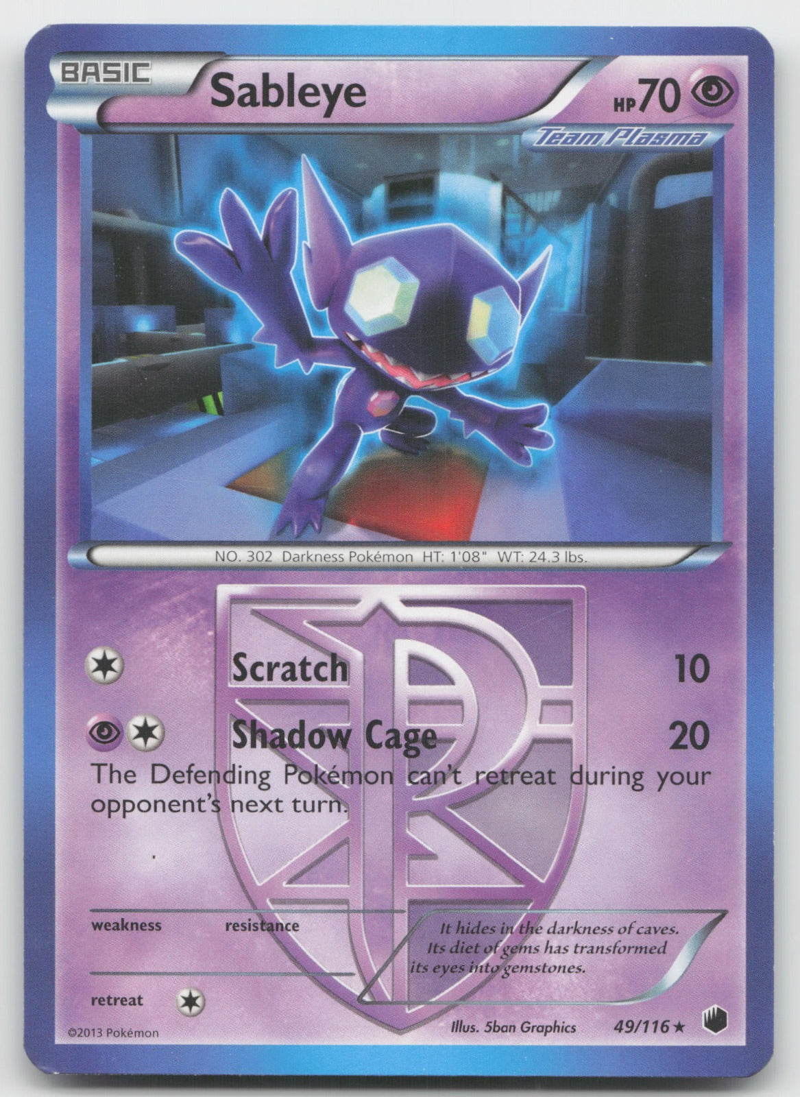 Sableye (Team Plasma) Rare Plasma Freeze 49/116 LP
