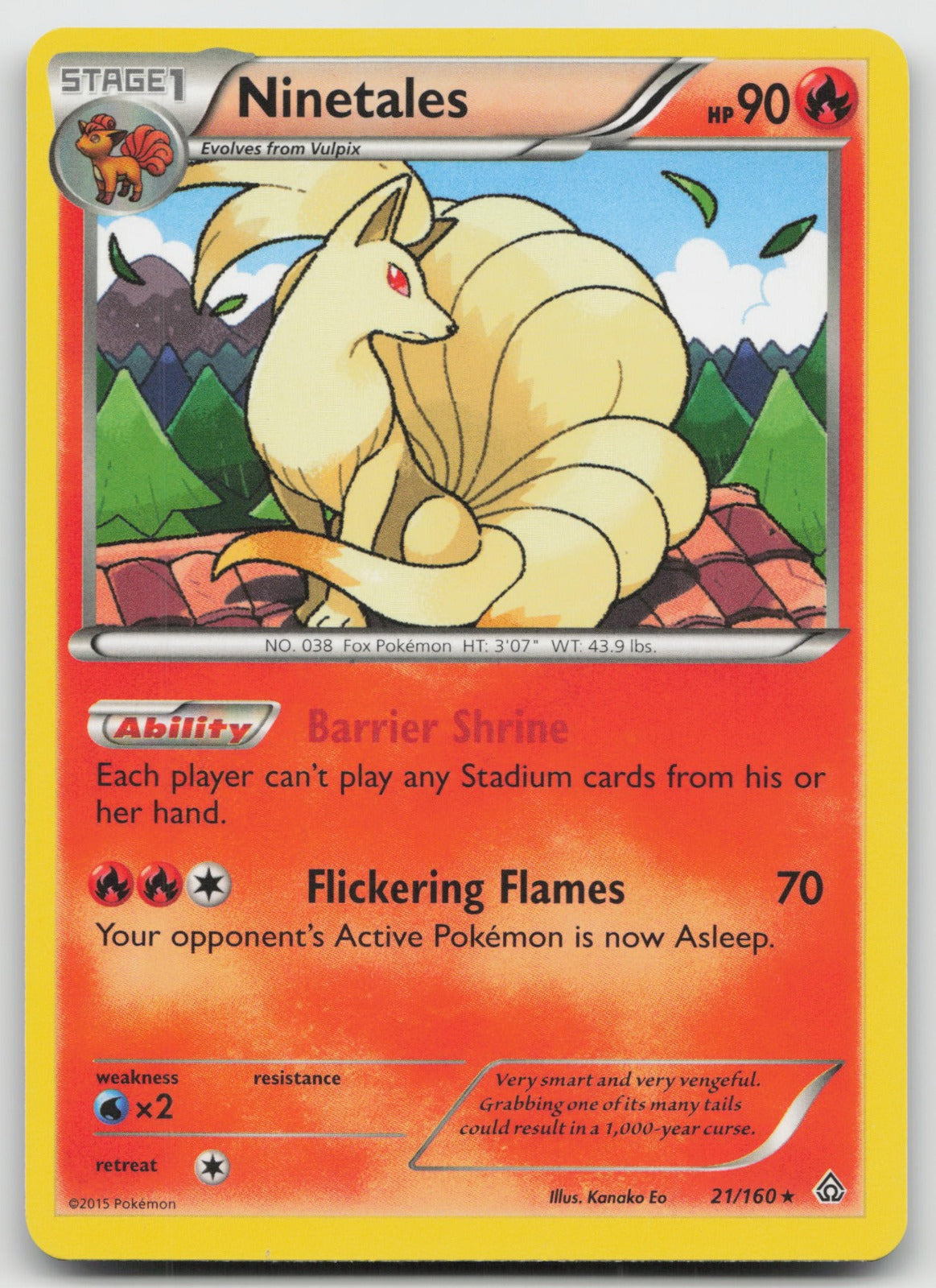 Ninetales Rare XY - Primal Clash 21/160 NM