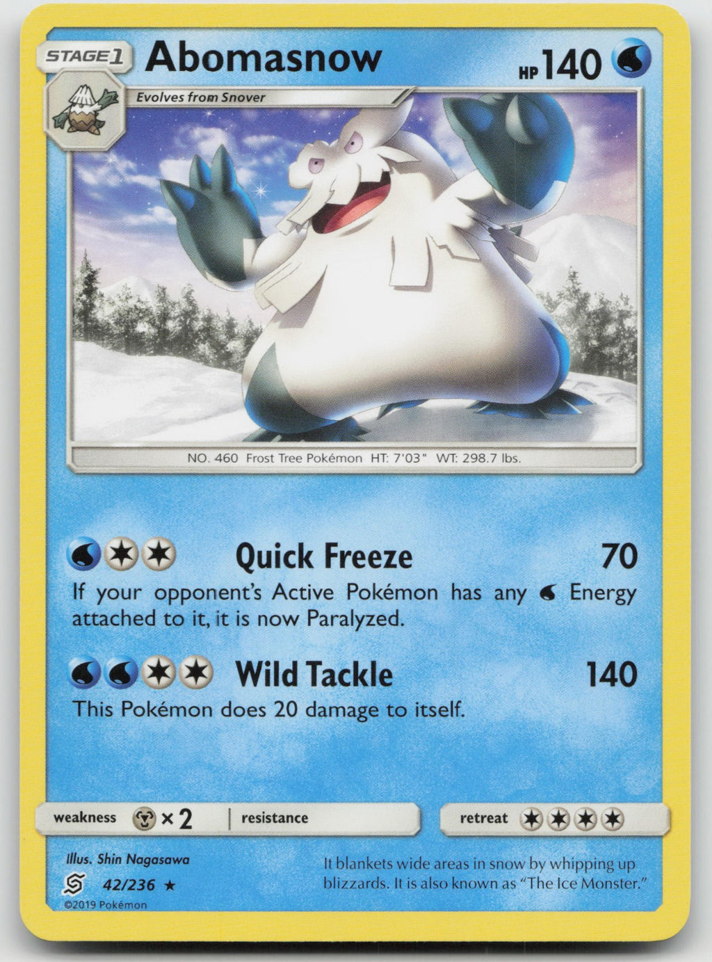 Abomasnow Rare SM - Unified Minds 42/236 NM