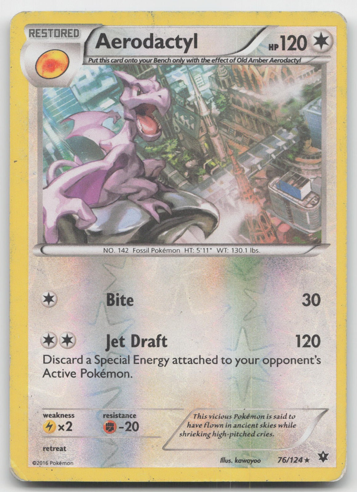 Aerodactyl Rare Reverse Holo XY - Fates Collide 76/124 LP