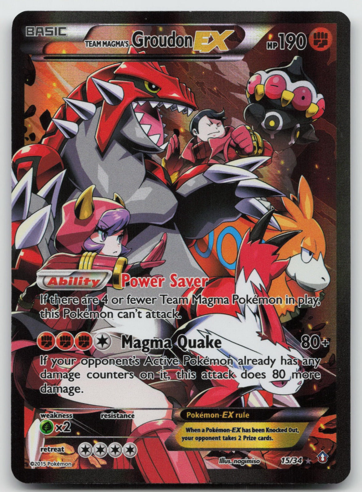 Team Magma's Groudon EX Holo Ultra Rare Double Crisis 15/34 LP
