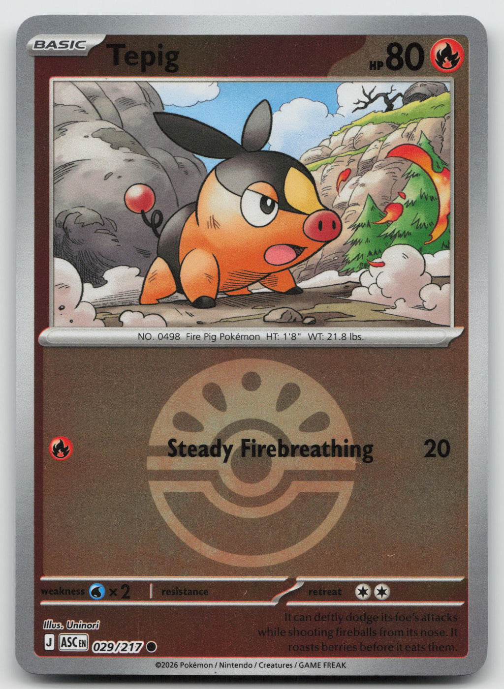 Tepig Common Friend Ball Reverse Holo ME: Ascended Heroes 029/217 NM
