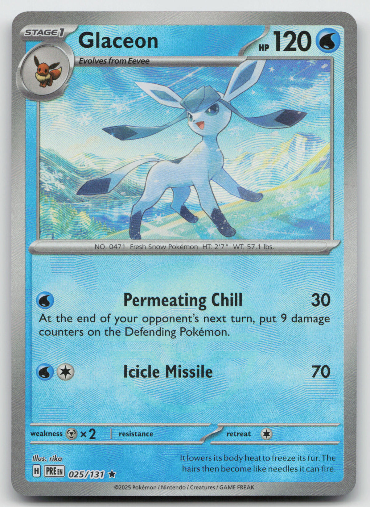 Glaceon (Poke Ball Pattern) Rare Holo SV: Prismatic Evolutions 025/131 NM