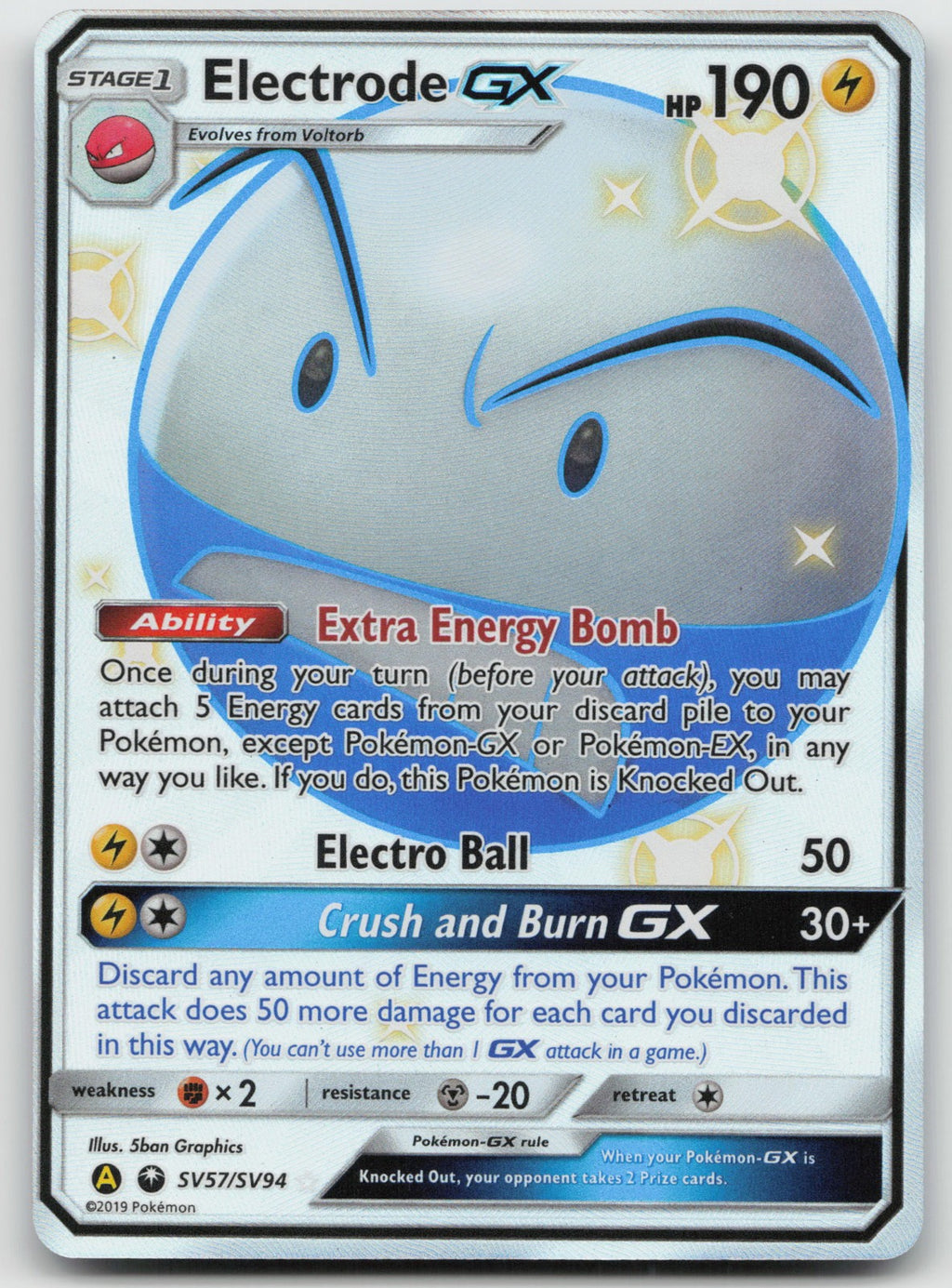 Electrode GX Shiny Holo Rare Hidden Fates: Shiny Vault SV57/SV94 NM
