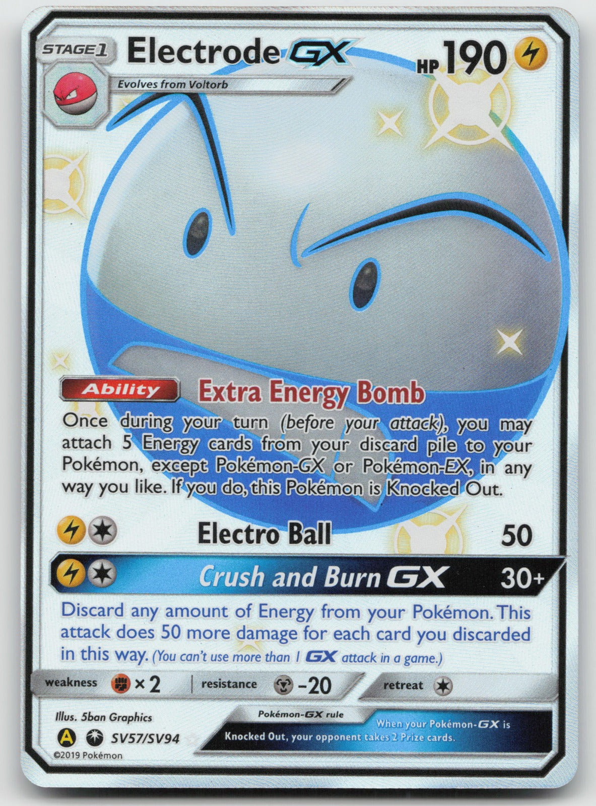 Electrode GX Shiny Holo Rare Hidden Fates: Shiny Vault SV57/SV94 NM
