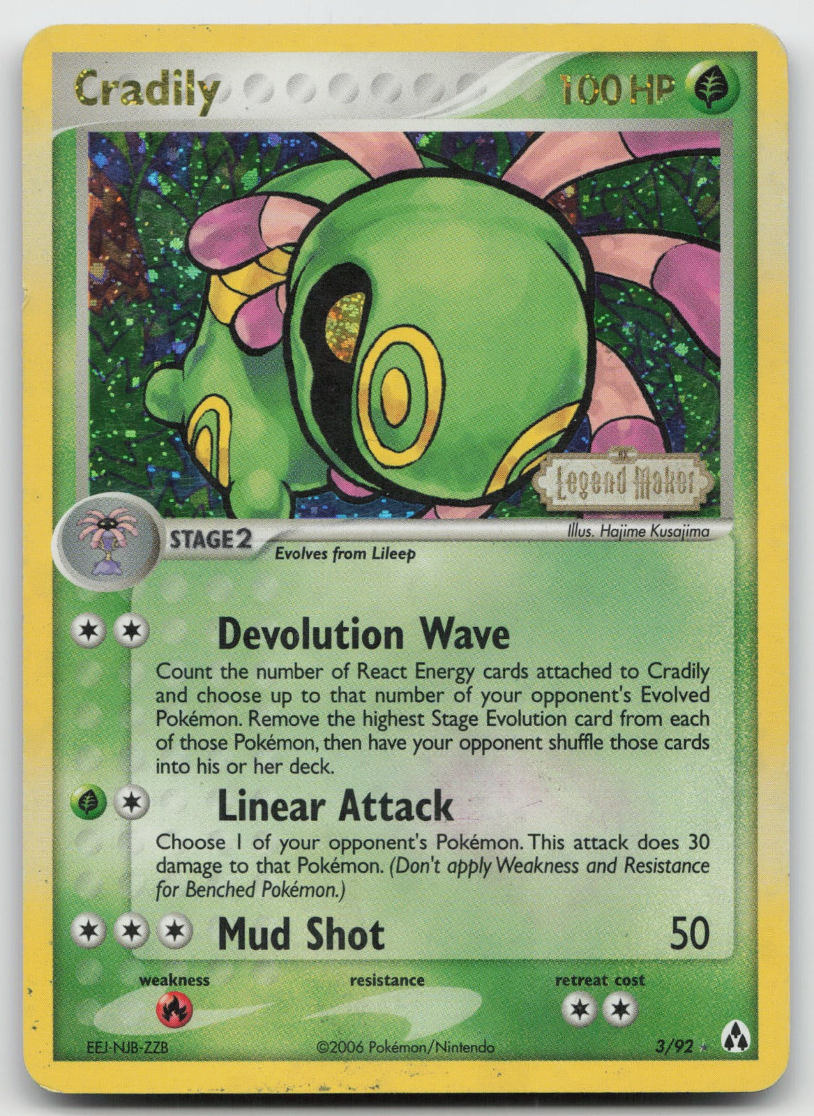 Cradily Reverse Holo Rare EX Legend Maker 3/92 HP