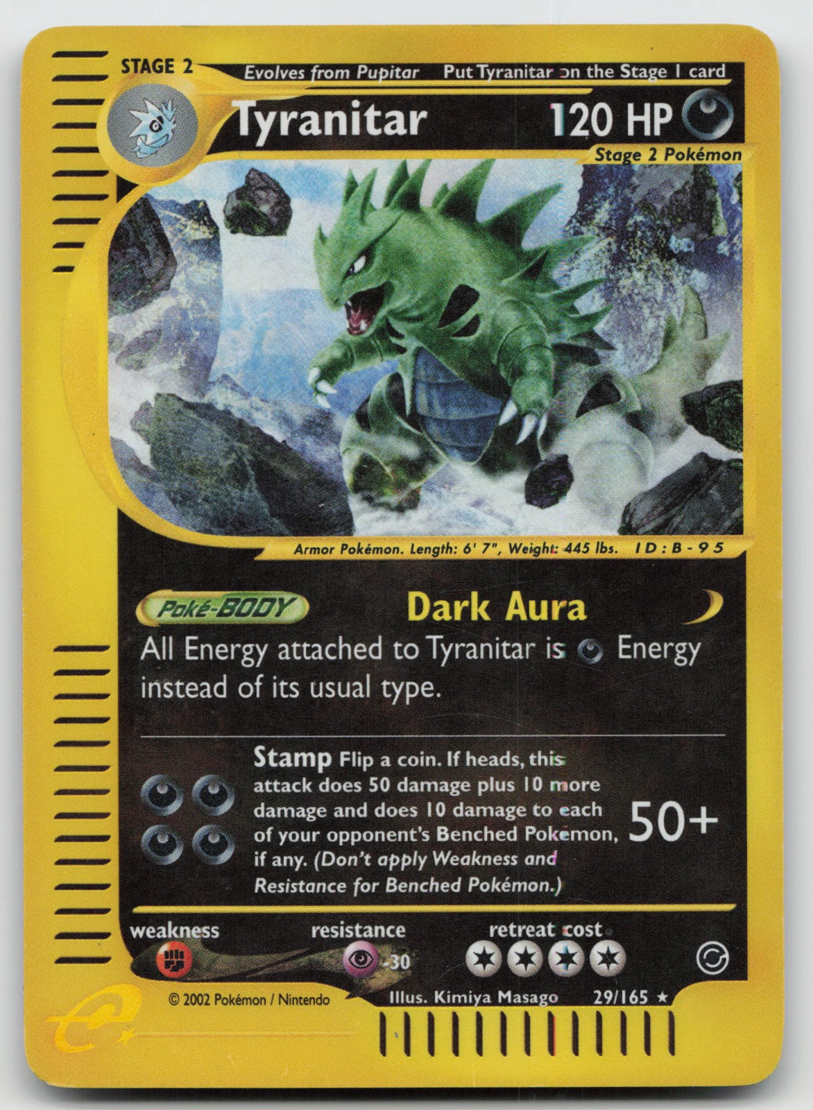 Tyranitar Rare Reverse Holo Expedition 29/165 HP