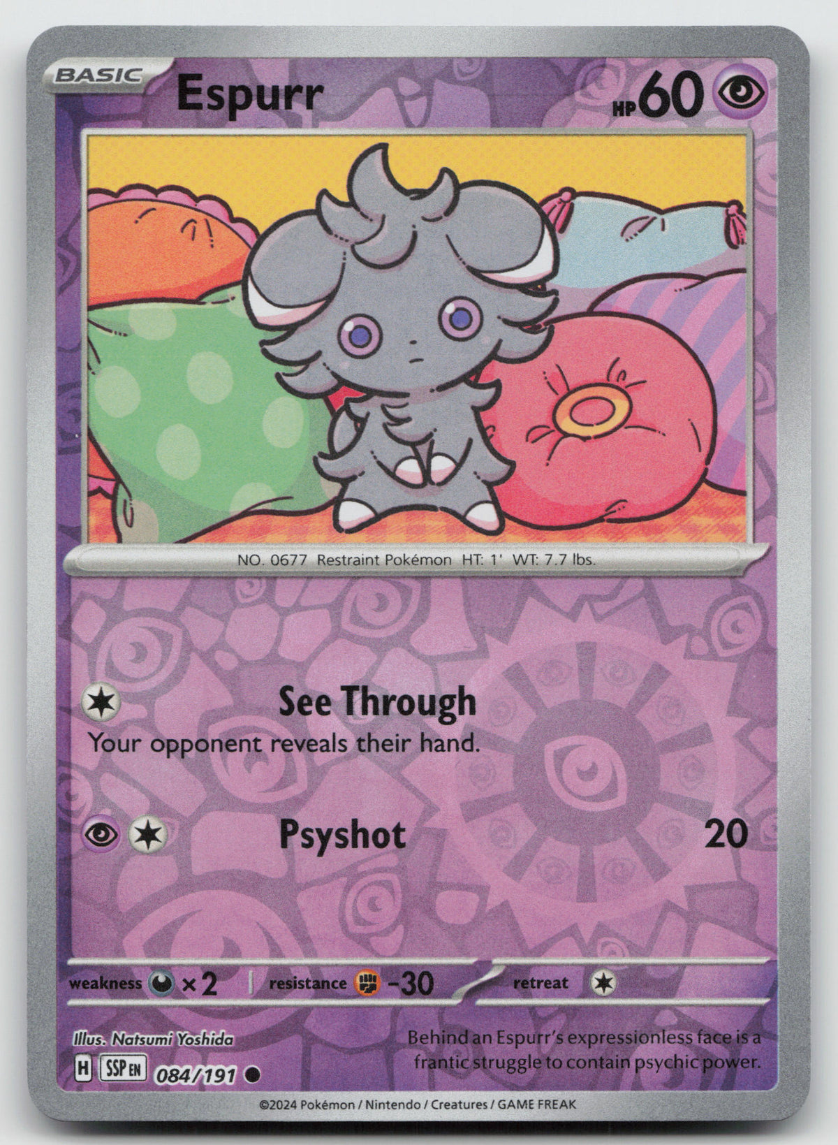 Espurr Common Reverse Holo SV08: Surging Sparks 084/191 NM