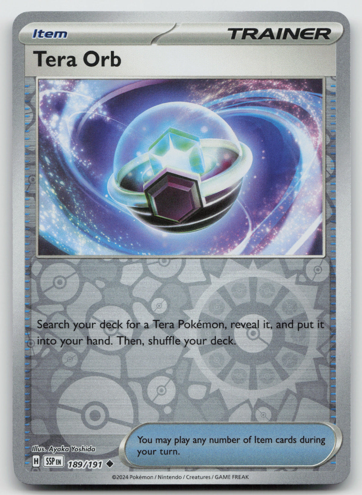 Tera Orb Uncommon Reverse Holo SV08: Surging Sparks 189/191 NM