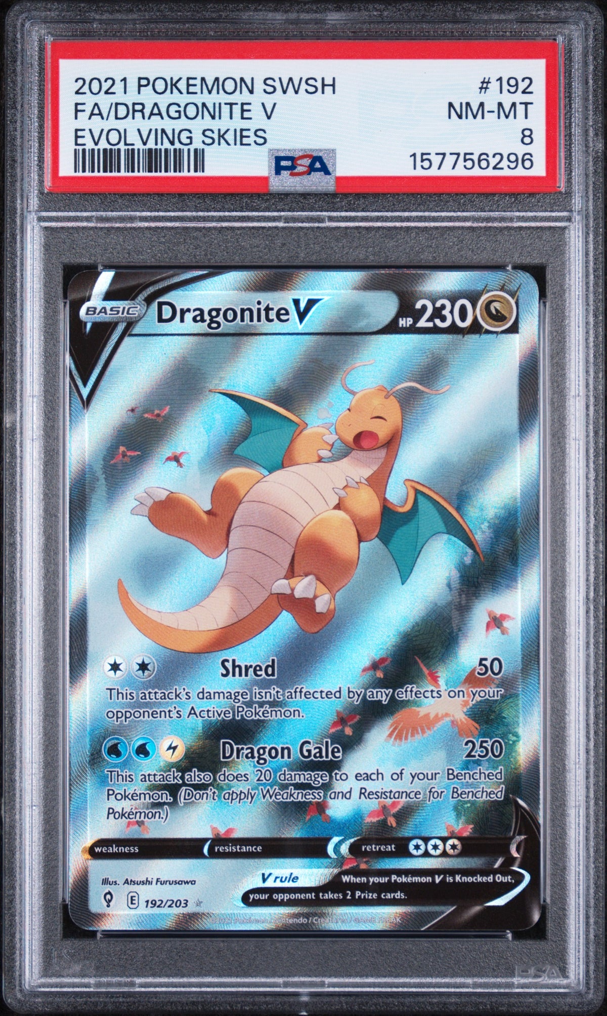Dragonite V Pokemon Sword & Shield Evolving Skies 192/203 PSA 8