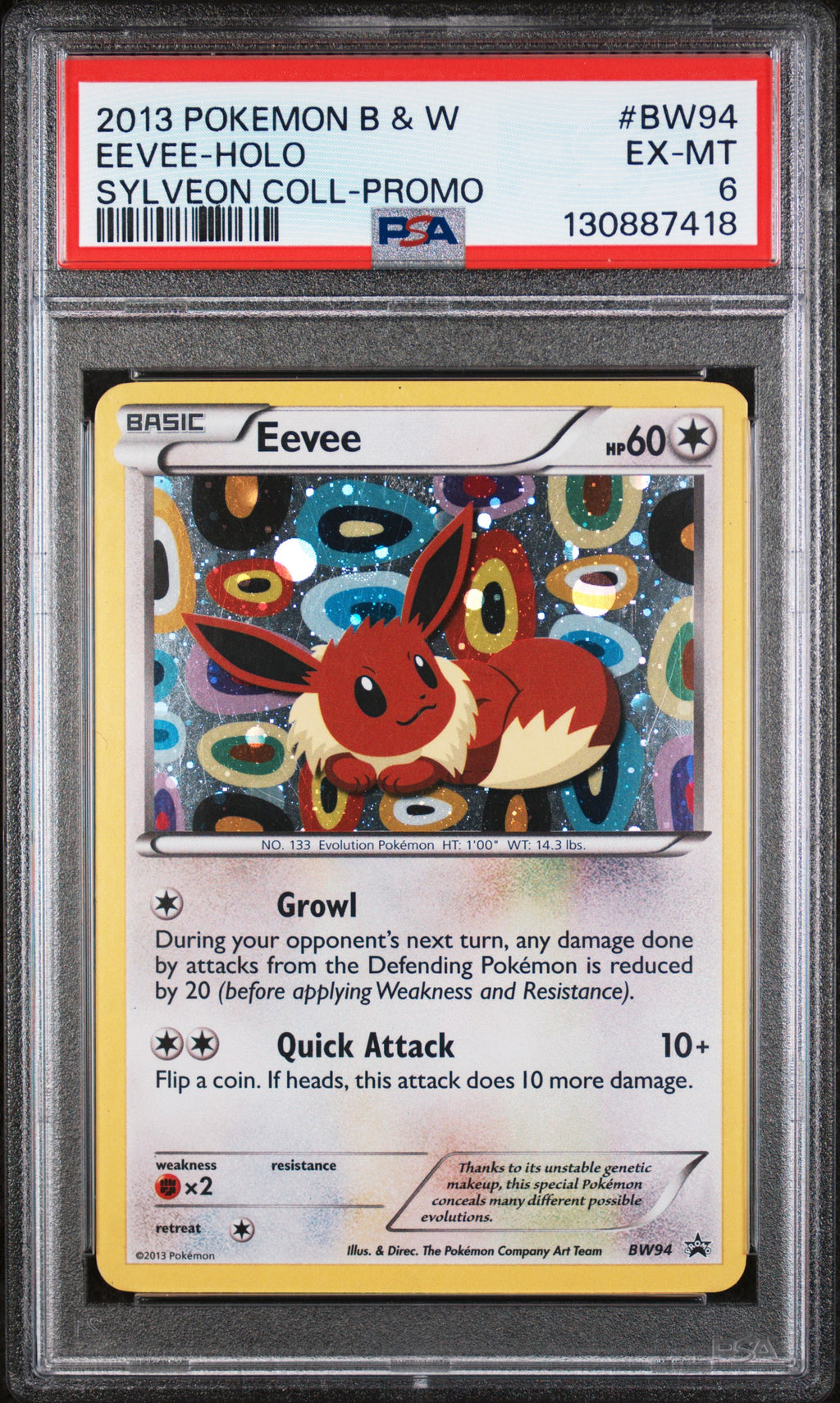 Eevee-Holo Sylveon Collection Pokemon Black & White Promo BW94 PSA 6