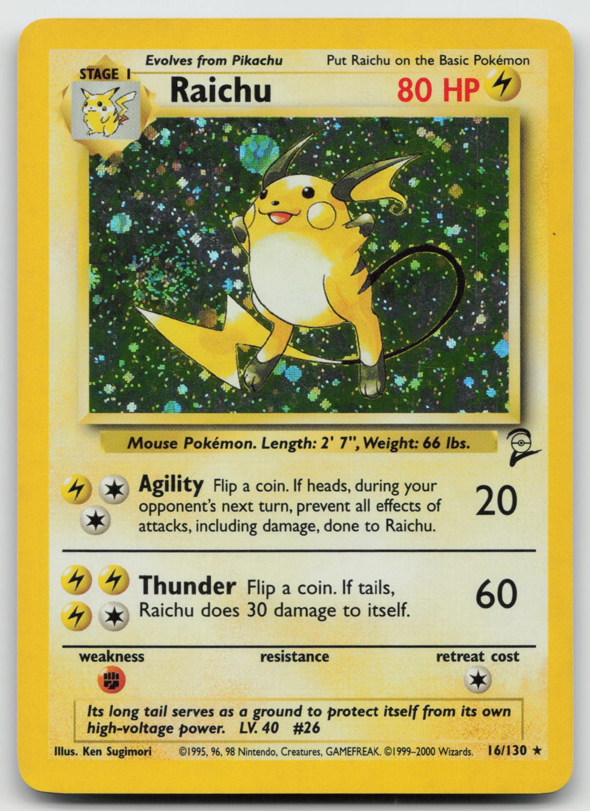 Raichu Holo Rare Base Set 2 16/130 LP