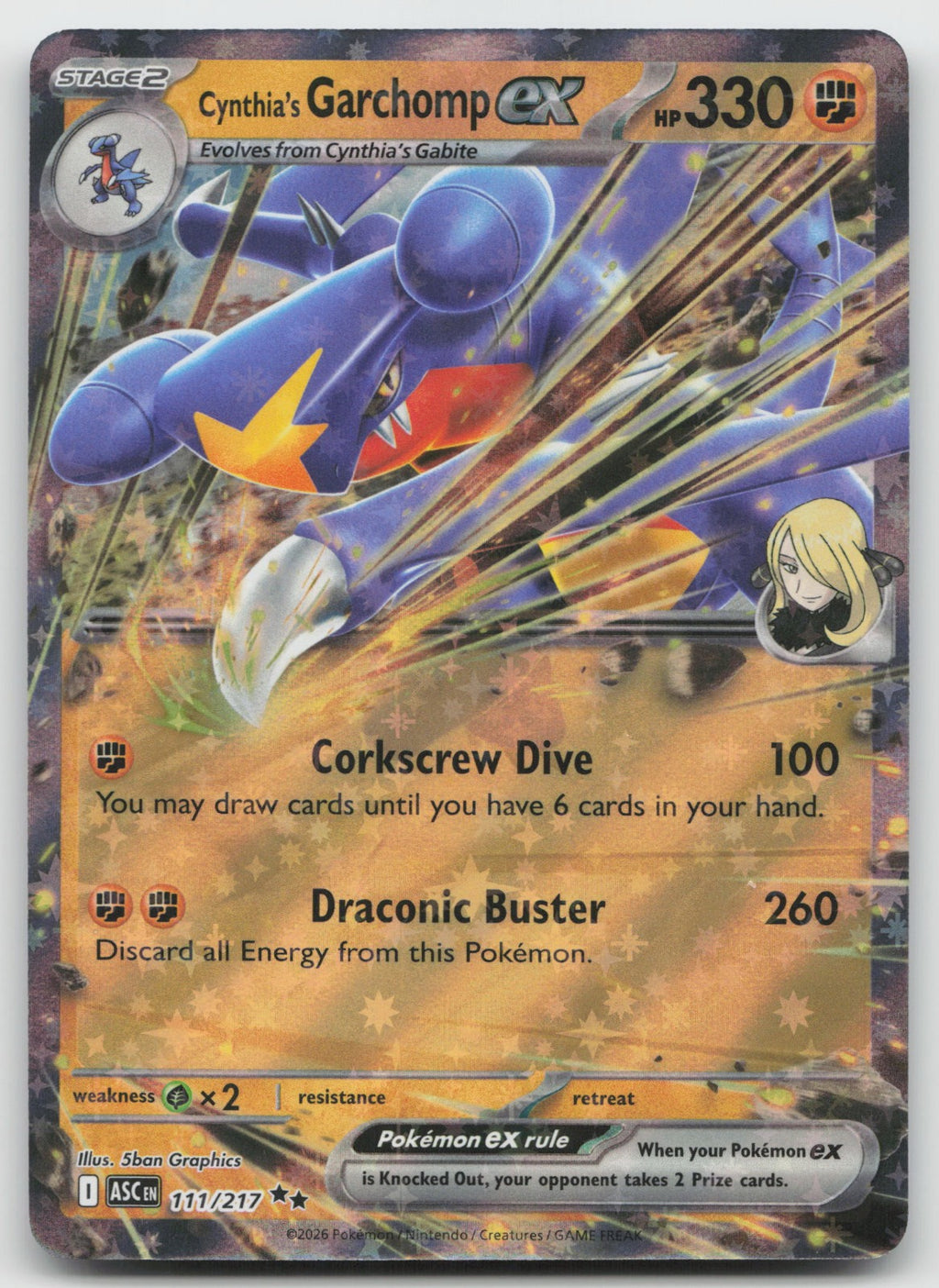 Cynthia's Garchomp ex Double Rare Holo ME: Ascended Heroes 111/217 NM