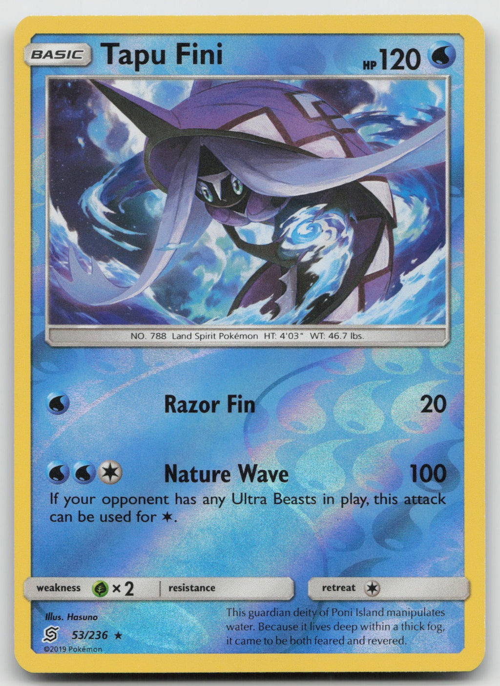 Tapu Fini Reverse Holo Rare SM - Unified Minds 53/236 NM
