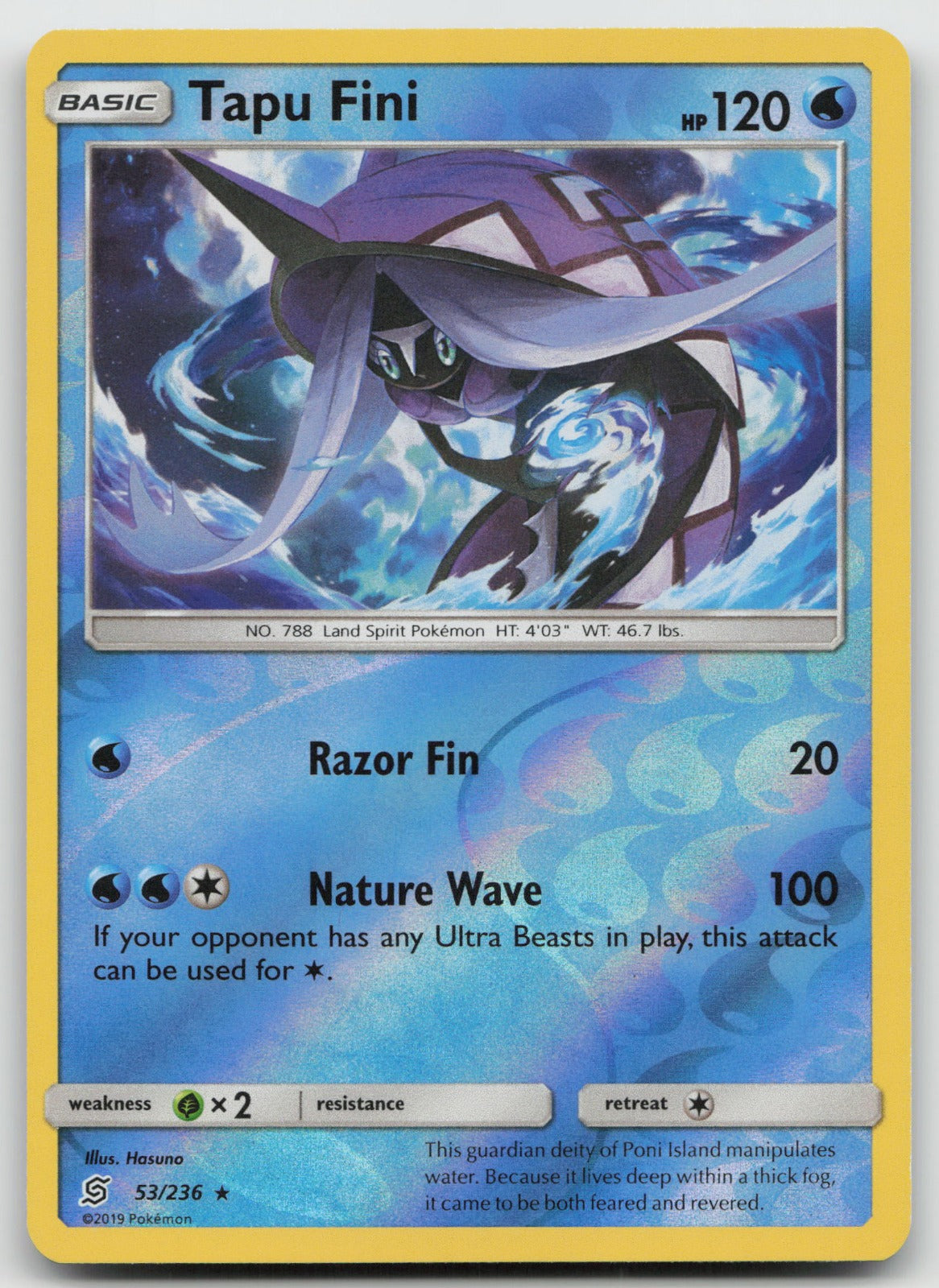 Tapu Fini Reverse Holo Rare SM - Unified Minds 53/236 NM