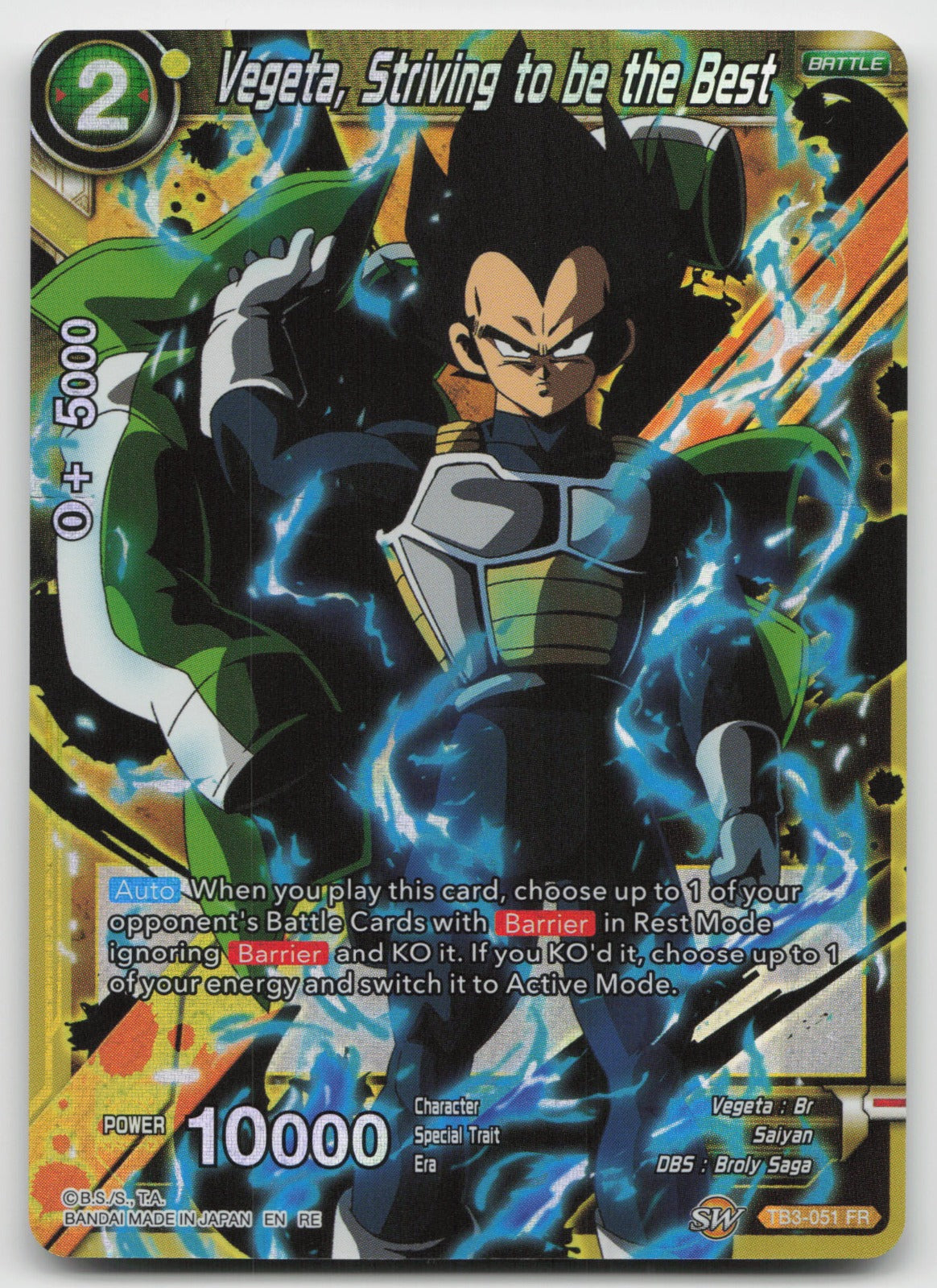 Vegeta, Striving to be the Best Rare Foil Mythic Booster TB3-051 NM
