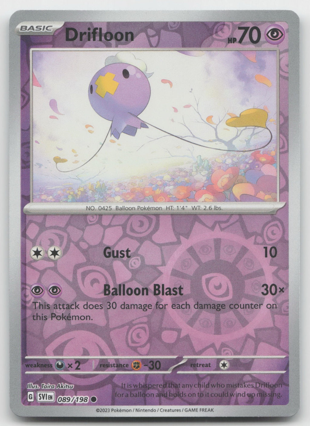 Drifloon Reverse Holo Common SV01: Scarlet & Violet Base Set 089/198 NM