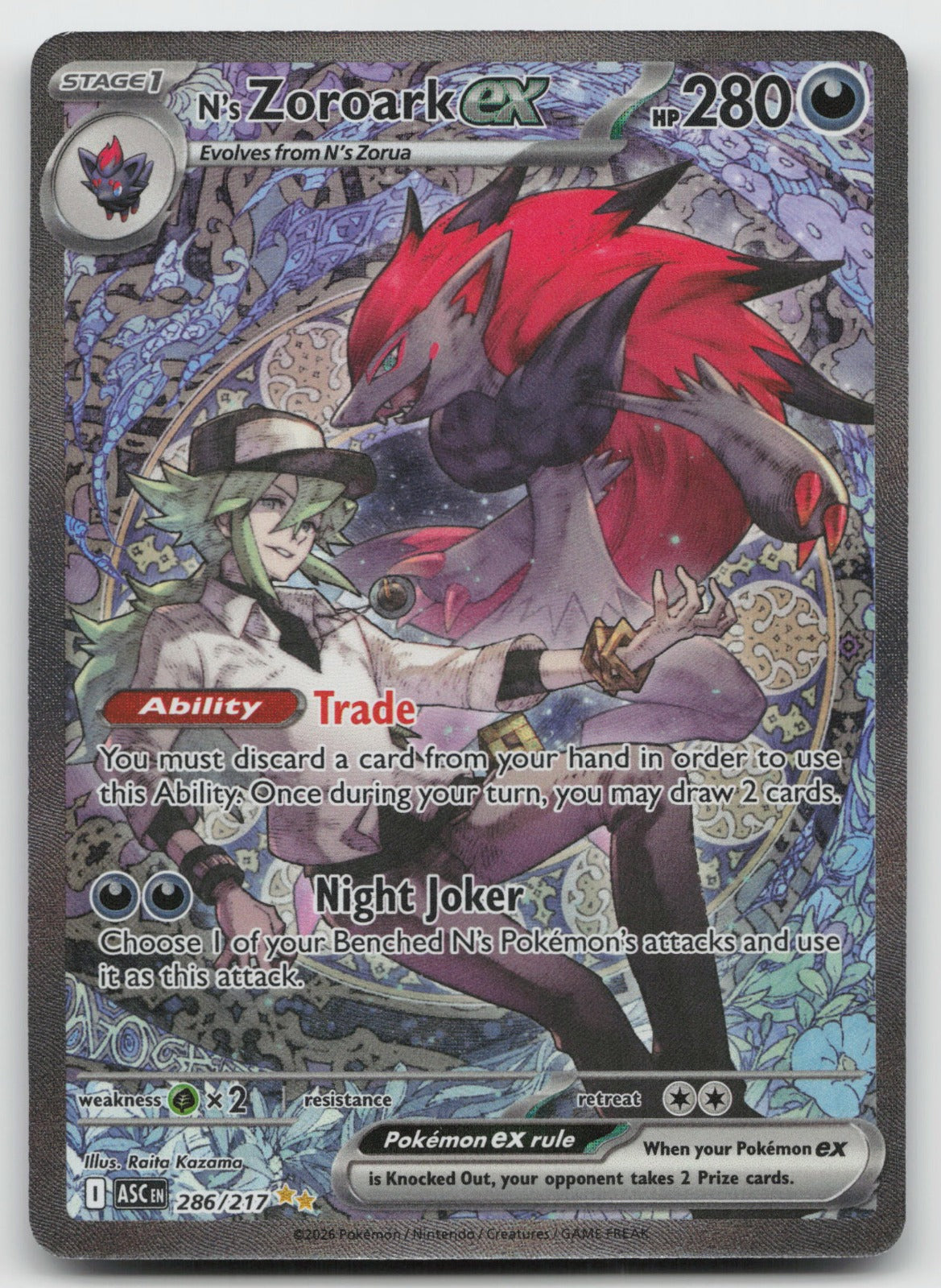 N's Zoroark ex Holo Special Illustration Rare ME: Ascended Heroes 286/217 NM