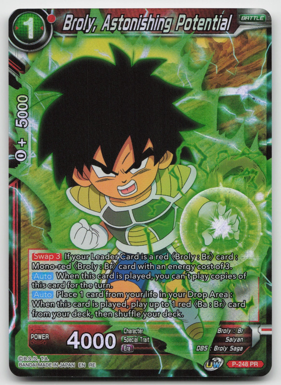 Broly, Astonishing Potential Rare Foil Mythic Booster P-248 NM
